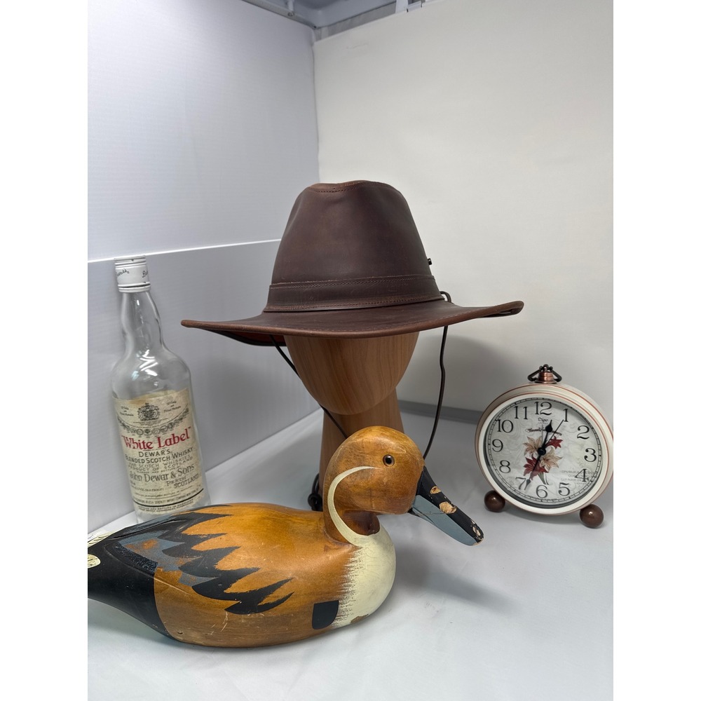 Mountaineer Aussie Hat L Brn Genuine Leather Western Outback Henschel 334